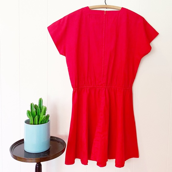 ❌SOLD❌VTG 80s Dovani Cherry Red Square Neck Minidress - Picture 2 of 9